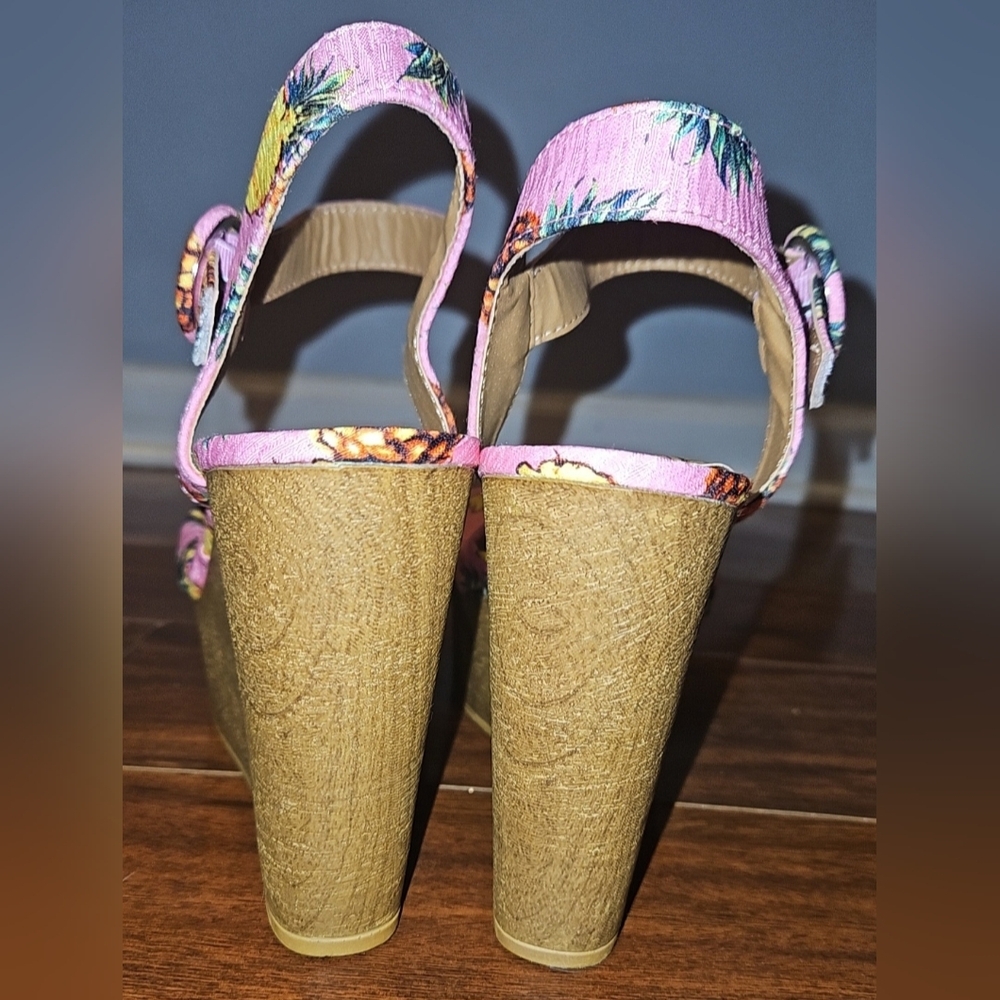 VENUS Tropical Vacation Pineapple Pink Pineapple Wedge Platform Sandals 8.5 - Picture 13 of 14